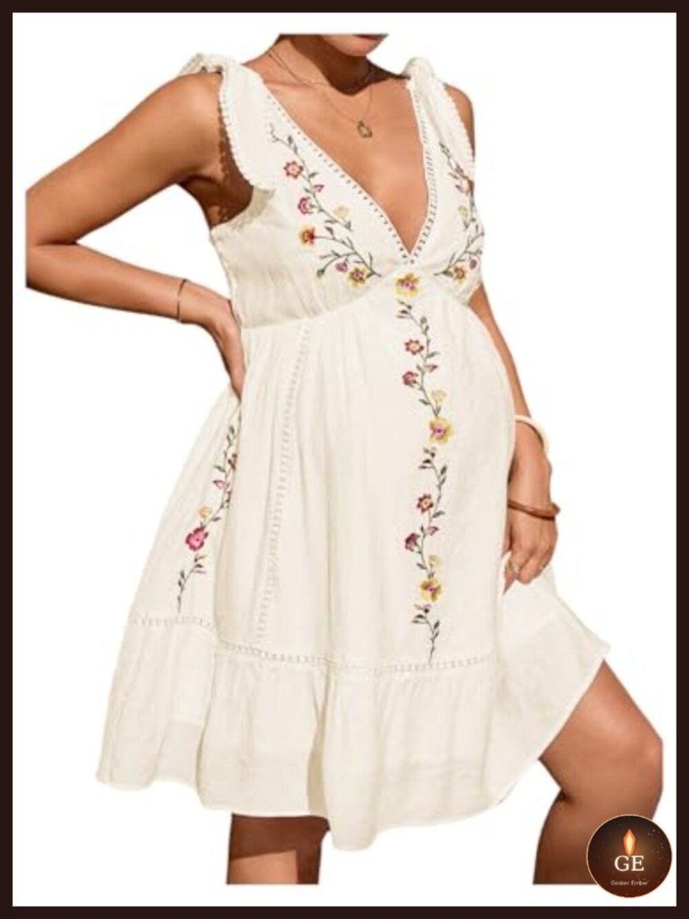 Maternity Floral Mini Dress Sleeveless Tie Shoulder Flowy Boho Baby Shower